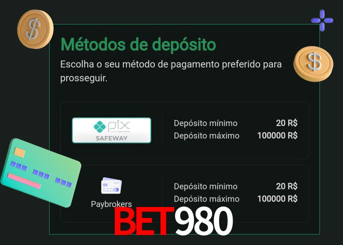 O cassino bet980 oferece uma grande variedade de métodos de pagamento